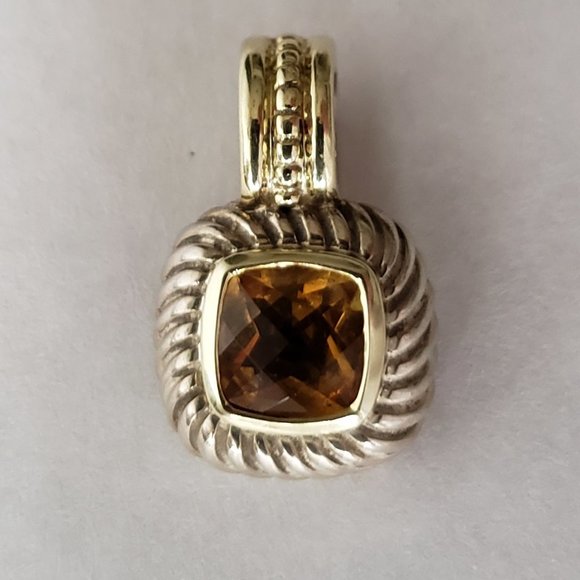 **SOLD**David Yurman Petite Albion Citrine Cable Pendant Sterling Sliver & 14k - Picture 2 of 7